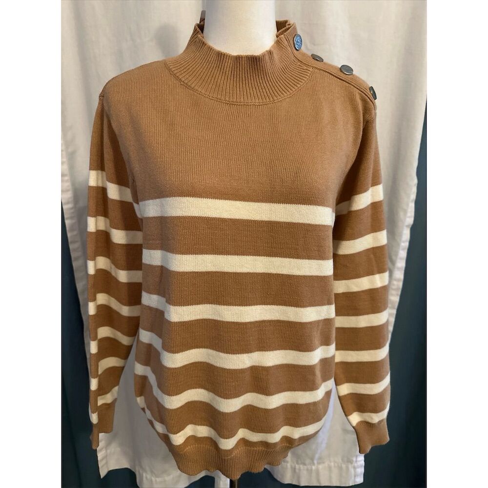 KIRUNDO Women's Turtleneck Striped Sweater M Multicolor Long Sleeve